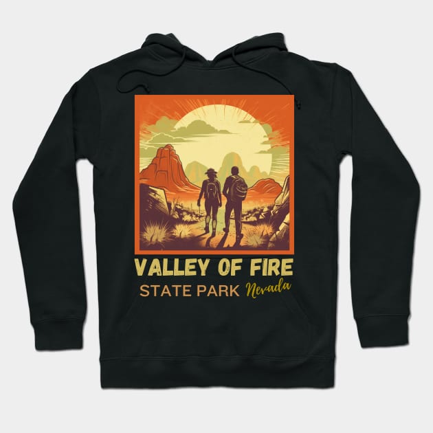 Valley Of Fire State Park Nature Lover Vintage Hiking Outdoor Travel Adventure Hoodie by Imou designs